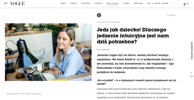 Wywiad z Igą Pietrusińską w vogue.pl